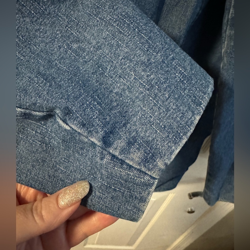 VTG Classic Blue Jean Jacket Blazer Plus Size 1X Oversized Denim&Co Office Wear - Picture 6 of 13